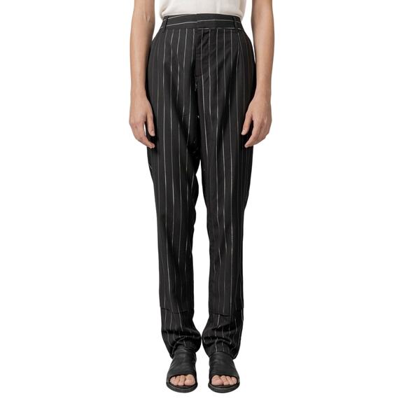 RTA NEW $525 Joan Pegged Pinstripe Pant in Black/Silver Size 26 - Picture 1 of 7